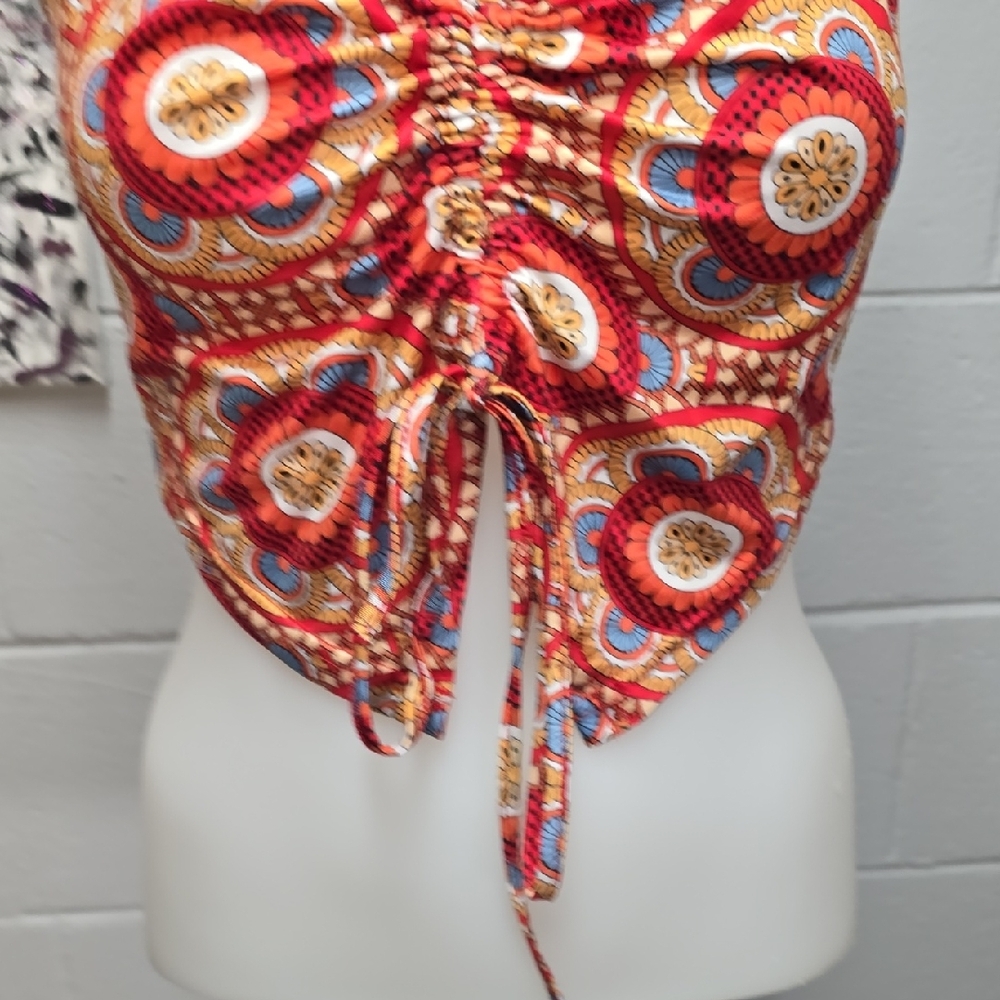 Vibrant Halter Top with Drawstring - Picture 4 of 8